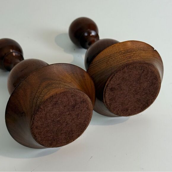 2 Vintage Turned Wood Spindle Candle Holders 6:5” - Picture 7 of 7